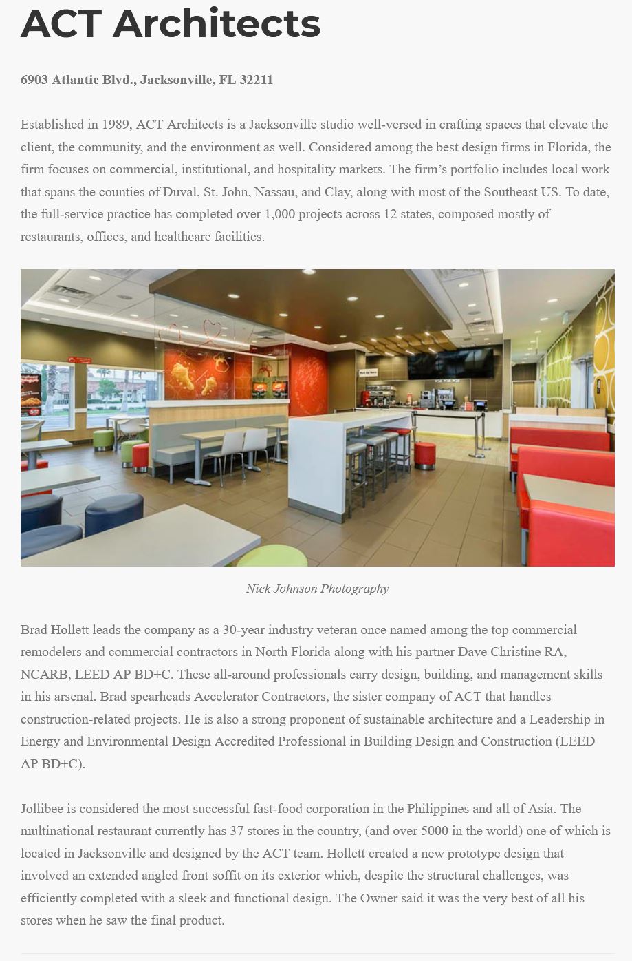 Best in Jacksonville, Architect 